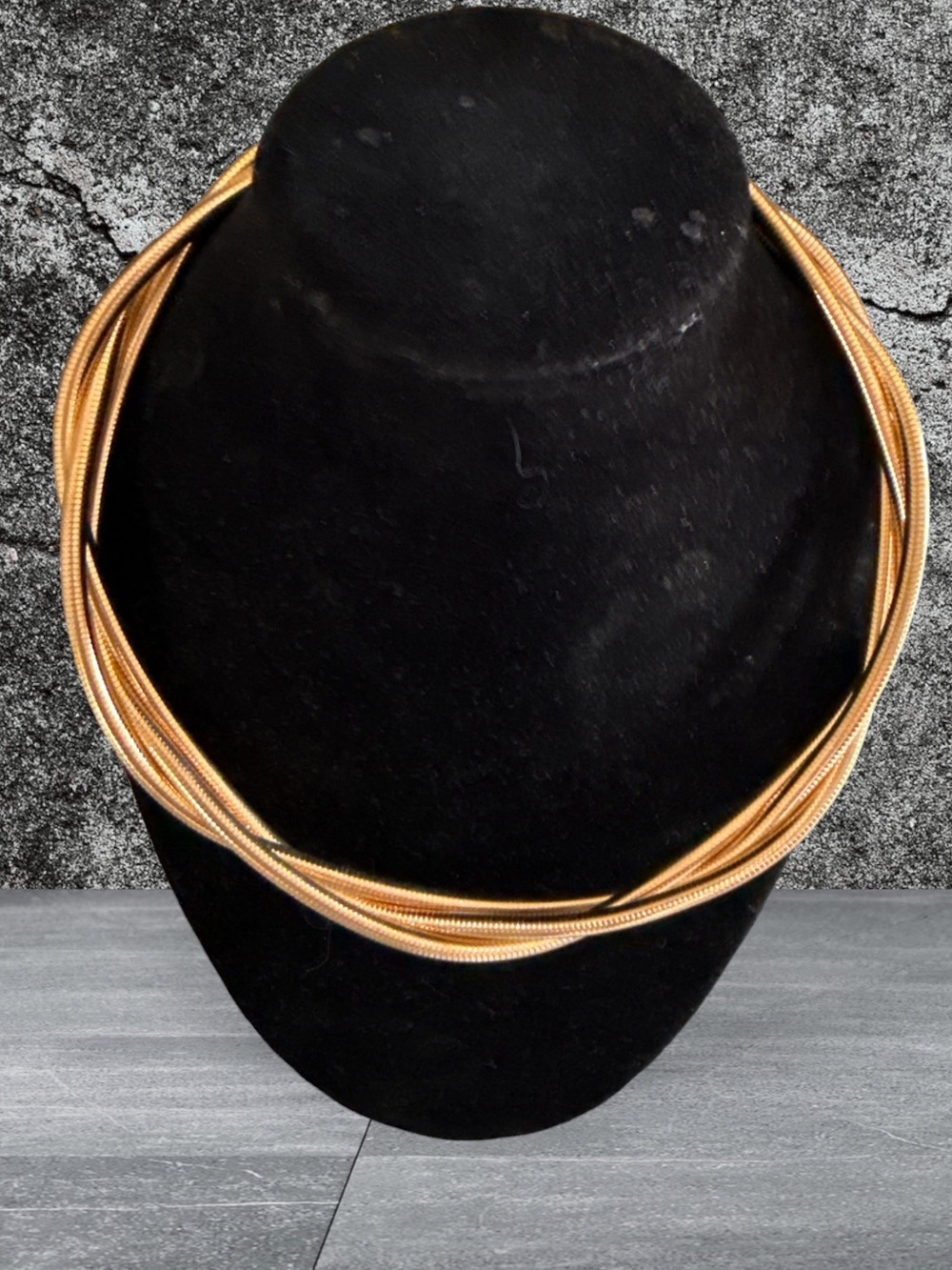 Vintage Gold Tone Multi-Strand Snake Chain Choker Necklace 12” + 3.5” Extender